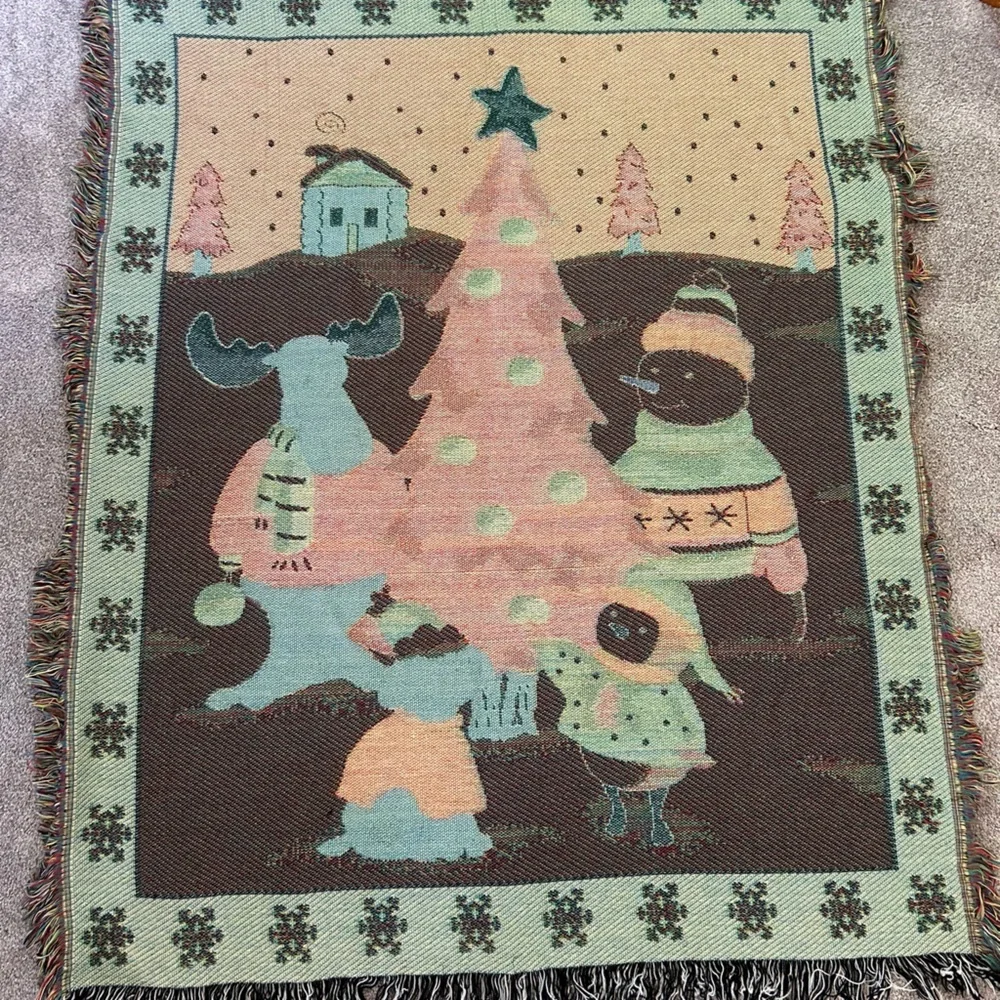 Winter Friends Matching Blanket/Tapestry Pillow Christmas Holiday Decor Flaws